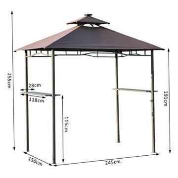 Outsunny 2 Etagen BBQ Zelt 4 LED Strips Pavillon Shelter W/Solar Panel