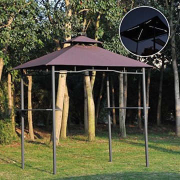 Outsunny 2 Etagen BBQ Zelt 4 LED Strips Pavillon Shelter W/Solar Panel