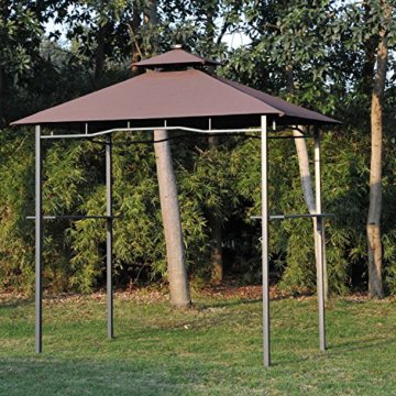 Outsunny 2 Etagen BBQ Zelt 4 LED Strips Pavillon Shelter W/Solar Panel