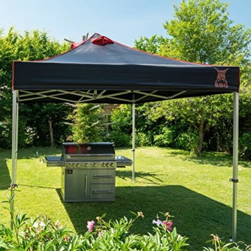 paramondo Pro 40 Grillzelt 4 Rauchabzüge, Schwarz inkl. 1x Wand Schwarz, 3 x 3 m