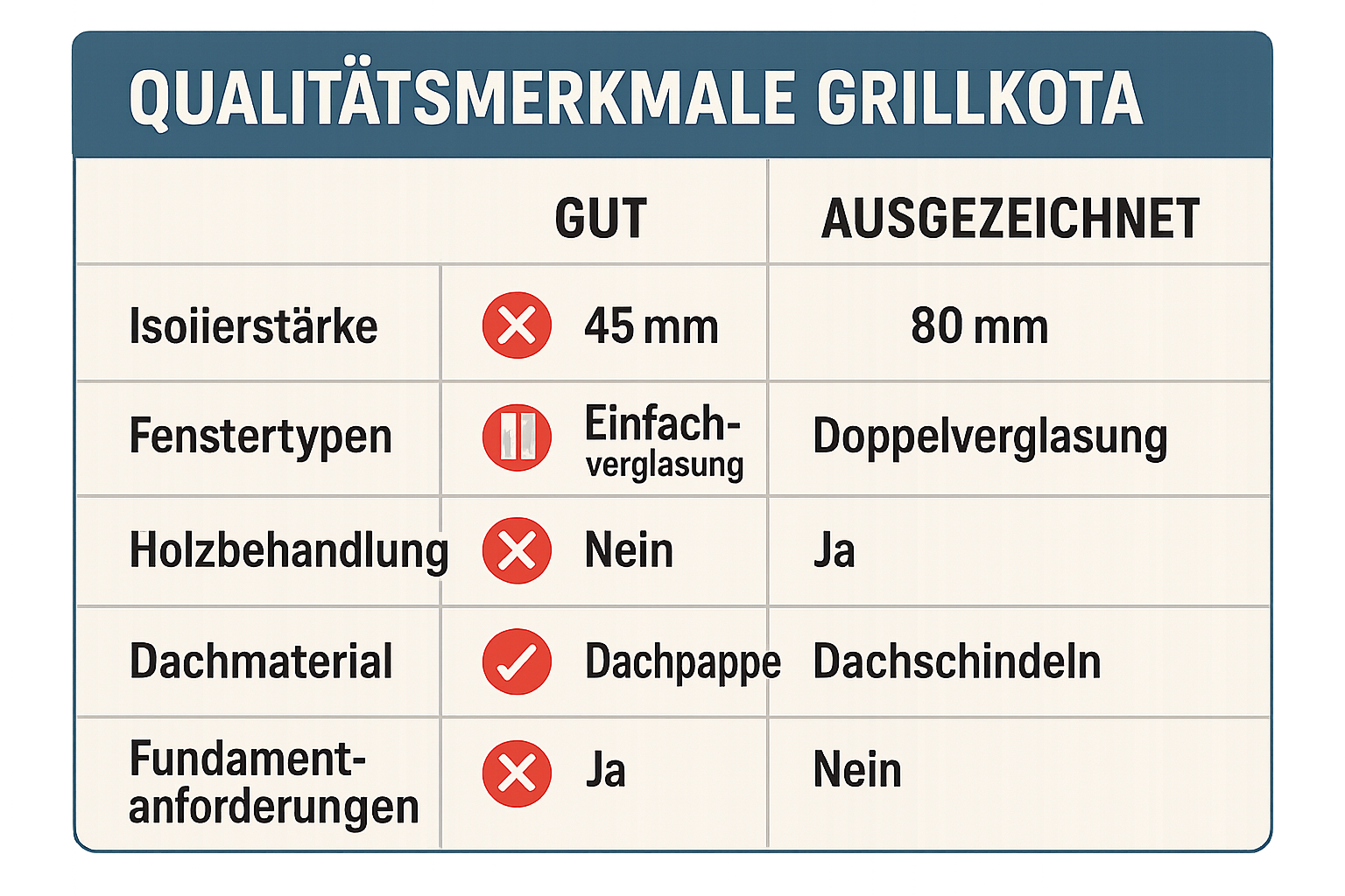 Grillkota Qualitaetsmerkmale Grillkota - Grillkota