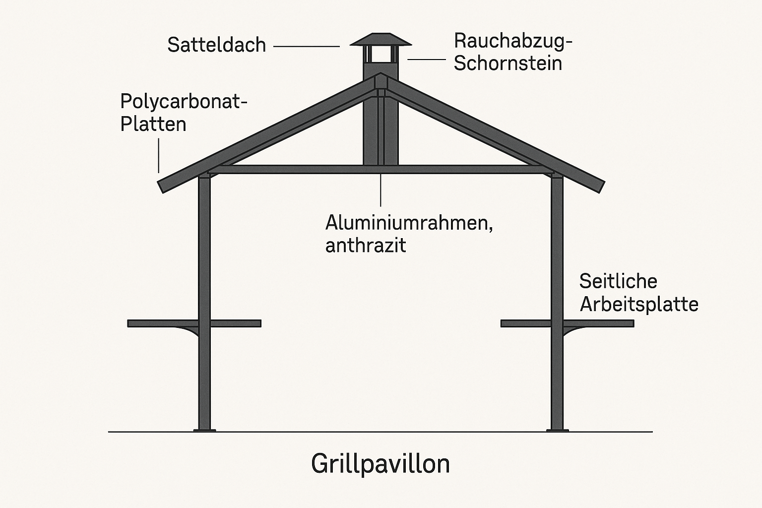 Startseite technische Grillpavillon Seitenansicht - Startseite